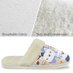 Dog Crowd Women's Fur Trim Thick-Sole Indoor Slippers Women's Fur Trimmed Slippers animal Printed Offshore
