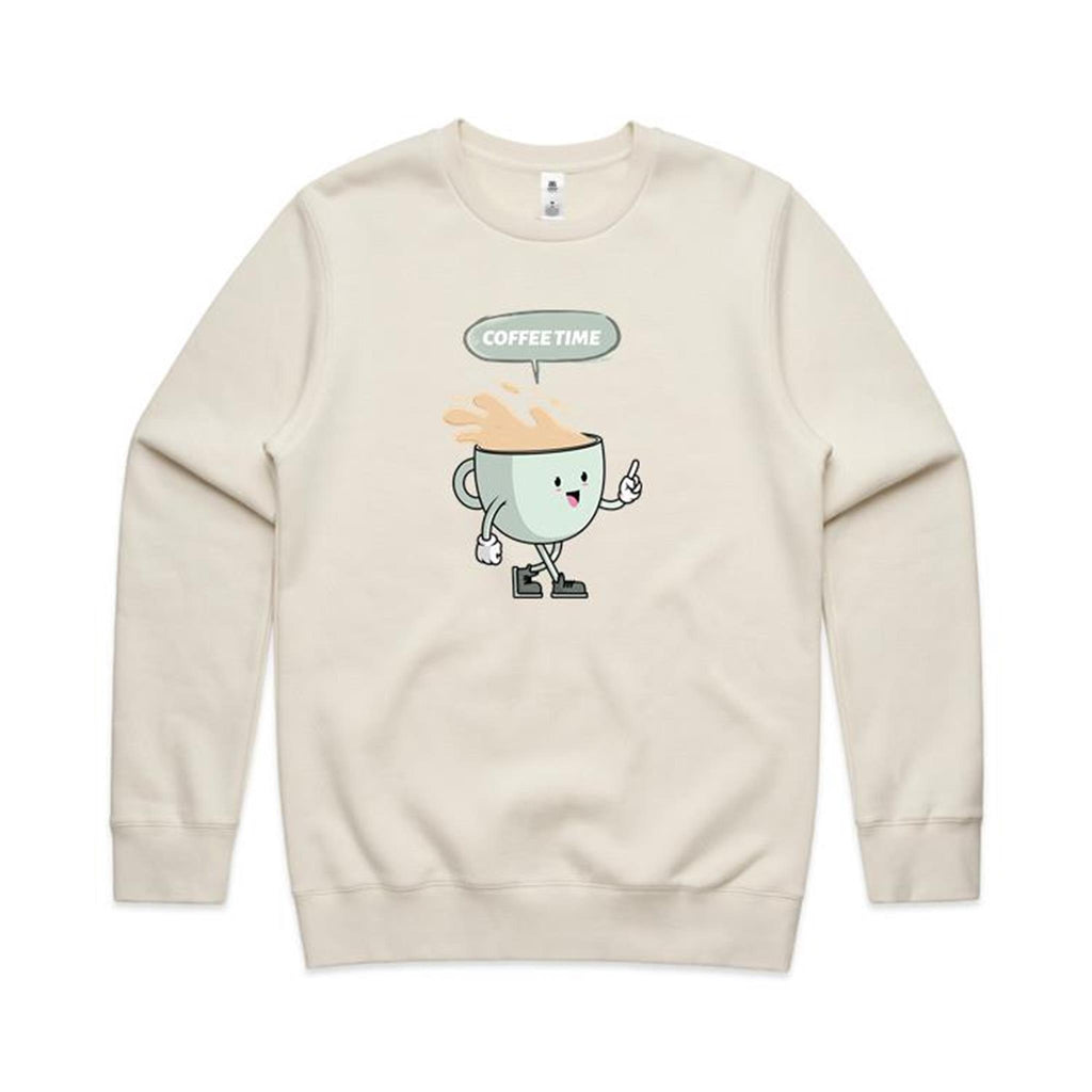 Coffee Time - AS Colour Stencil Crew Ecru Sweatshirt Coffee Printed In Australia