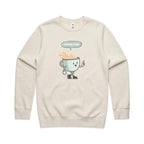 Coffee Time - AS Colour Stencil Crew Ecru Sweatshirt Coffee Printed In Australia