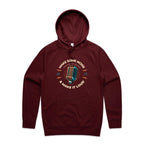 Make Some Noise, Retro Microphone - Mens Hoodie Burgundy Mens Hoodie Music Printed In Australia Retro