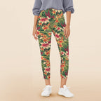 Vintage Hawaiian Flowers Women's High Waist Pockets Yoga Leggings 5XL Women's High Waist Pockets Yoga Leggings Plants Printed Offshore Surf