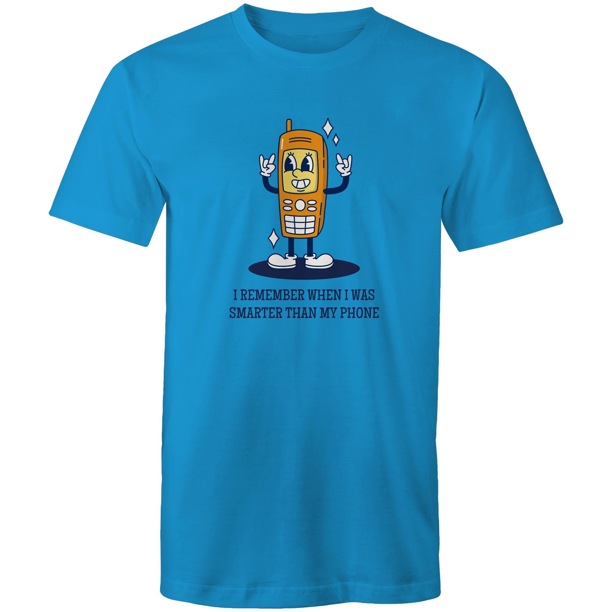 I Remember When I Was Smarter Than My Phone - Mens T-Shirt Arctic Blue Mens T-shirt Printed In Australia Retro Tech