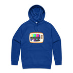 Retro TV, No Signal - Mens Hoodie Bright Royal Mens Hoodie Printed In Australia Retro Tech