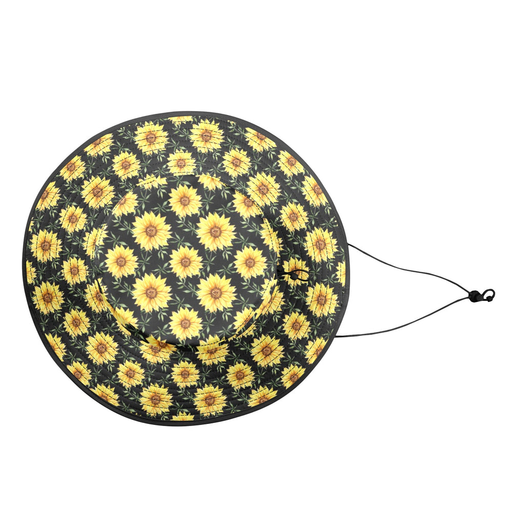 Painted Sunflower Wide Brim Bucket Hat Wide Brim Bucket Hat Plants Printed Offshore