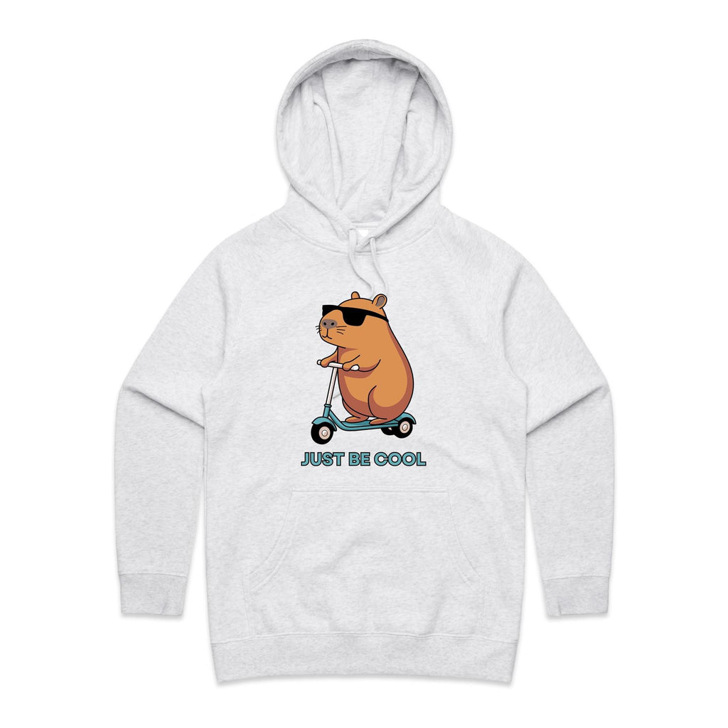 Just Be Cool, Capybara - Womens Hoodie White Marle Womens Hoodie animal Printed In Australia