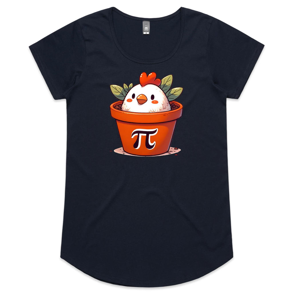 Chicken Pot Pi - Womens Scoop Neck T-Shirt Navy Womens Scoop Neck T-shirt animal Maths Printed In Australia