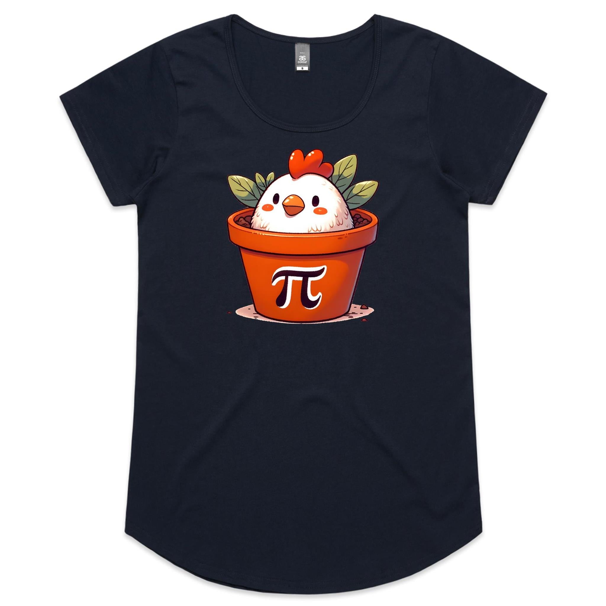 Chicken Pot Pi - Womens Scoop Neck T-Shirt Navy Womens Scoop Neck T-shirt animal Maths Printed In Australia
