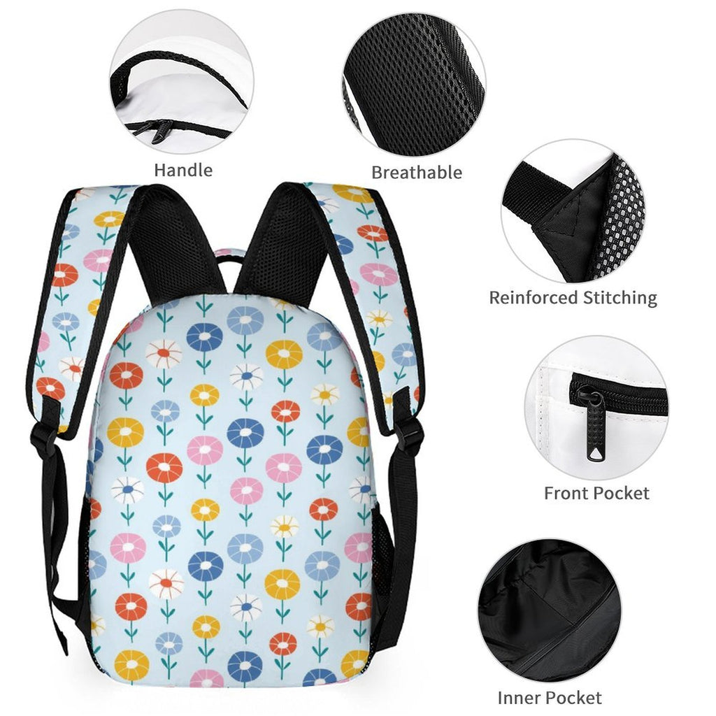Abstract Cute Flowers Backpack, Lunch Bag & Pencil Case Set