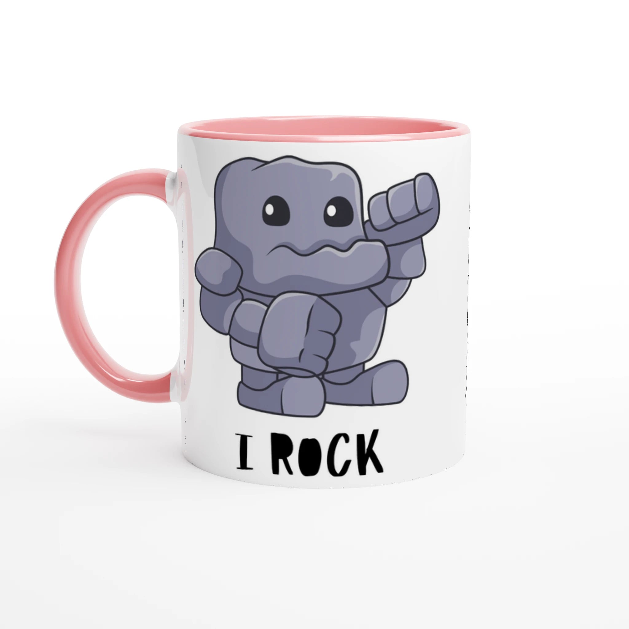 Pesonalise - I Rock - White 11oz Ceramic Mug Ceramic Pink Personalised Mug customise Globally Fulfilled Music personalise