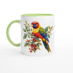 Lorikeet, Australian Birds - 11oz Ceramic Mug With Colour Inside Ceramic Green Colour 11oz Mug animal Globally Fulfilled