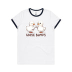 Goose Bumps - Women's Ringer Tee White Navy Womens Ringer T-shirt animal Printed In Australia