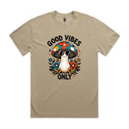 Good Vibes Only, Hippie Mushroom AS Colour Heavy Faded Tee Unisex Faded khaki Heavy Faded T-shirt Positivity Printed In Australia