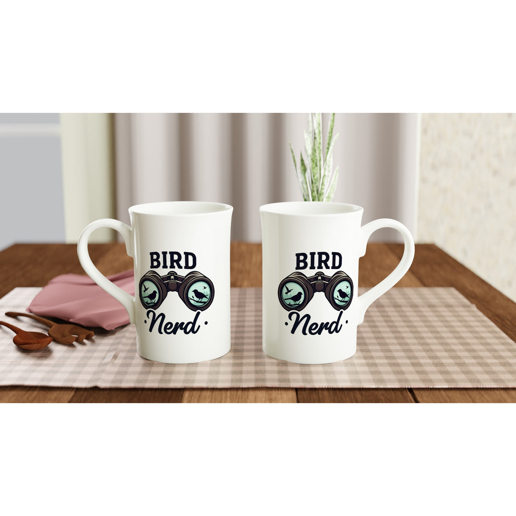 Bird Nerd - White 10oz Porcelain Slim Mug Porcelain Mug Globally Fulfilled