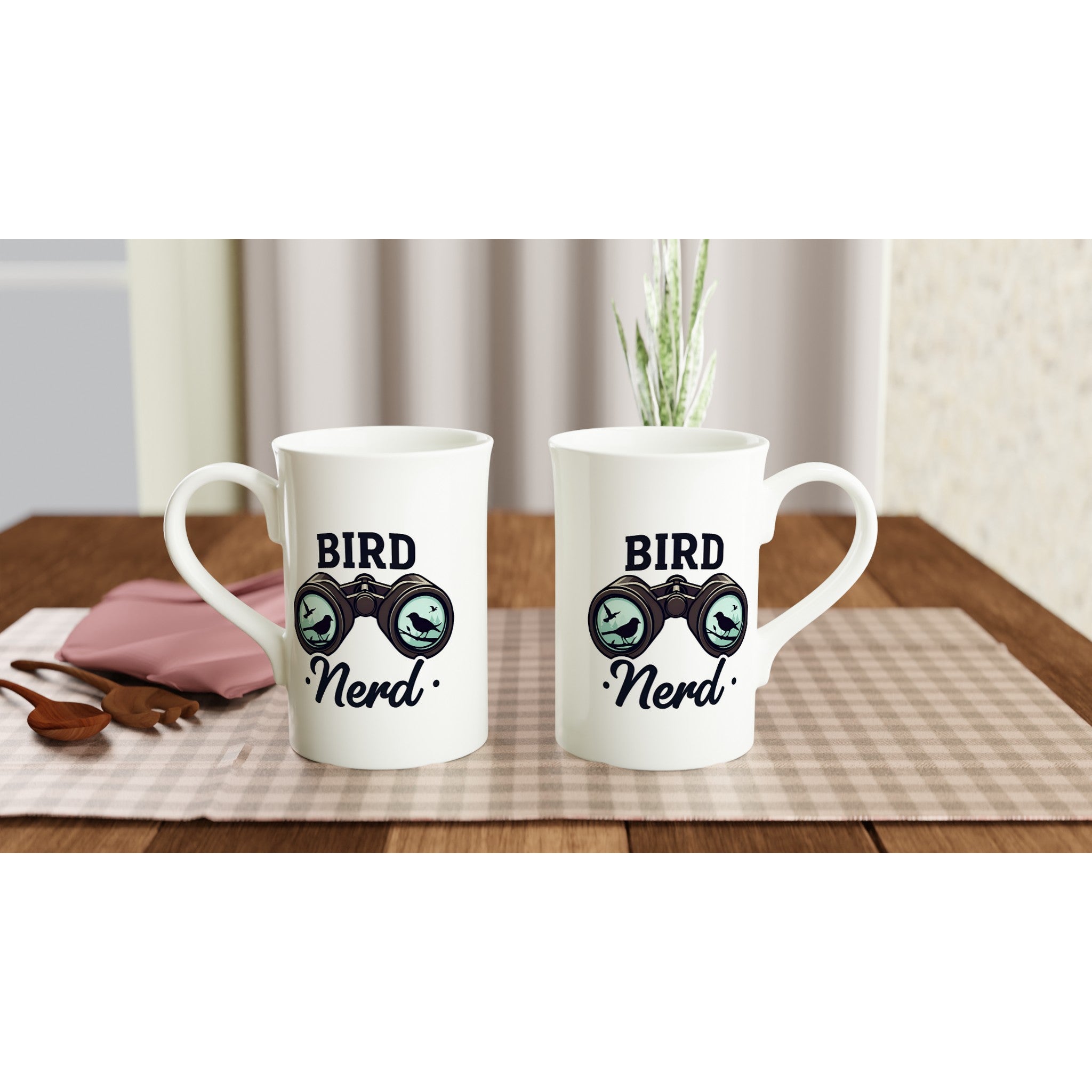 Bird Nerd - White 10oz Porcelain Slim Mug Porcelain Mug Globally Fulfilled