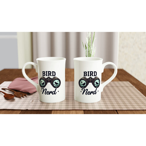 Bird Nerd - White 10oz Porcelain Slim Mug Porcelain Mug Globally Fulfilled