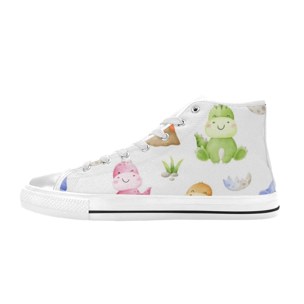 Hatching Dinosaurs - Kids High Top Canvas Shoes