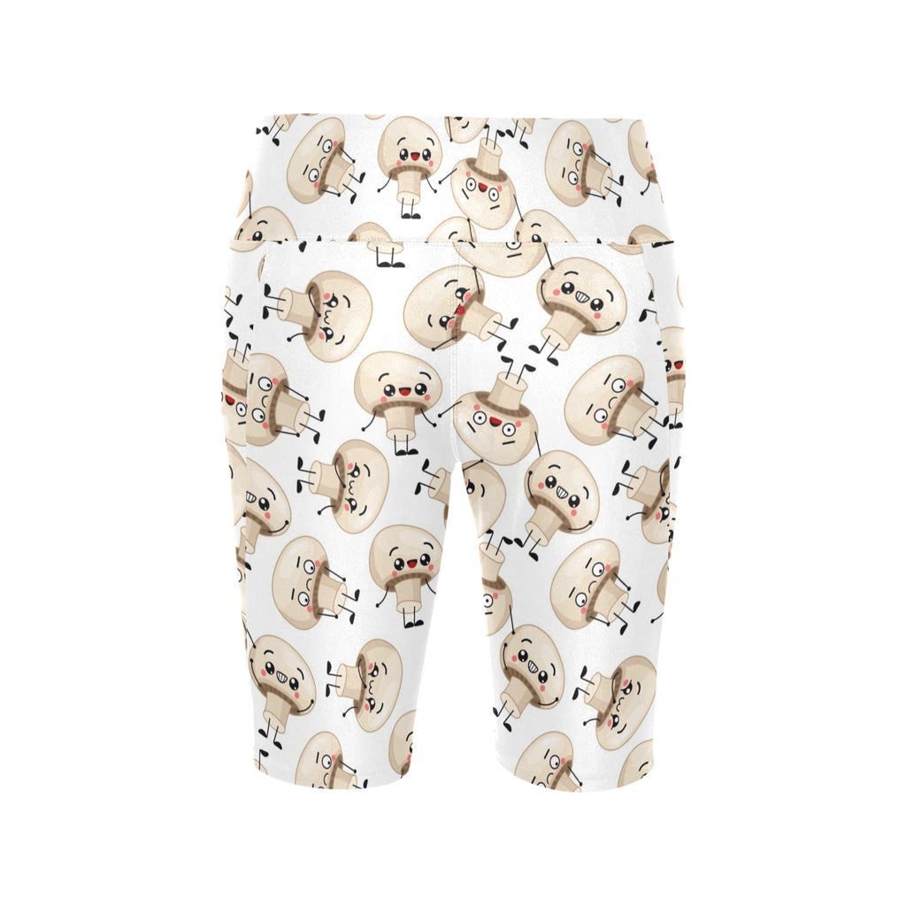Cute Mushrooms Women's Bike Shorts With Side Pockets Women's Bike Shorts Food Printed Offshore