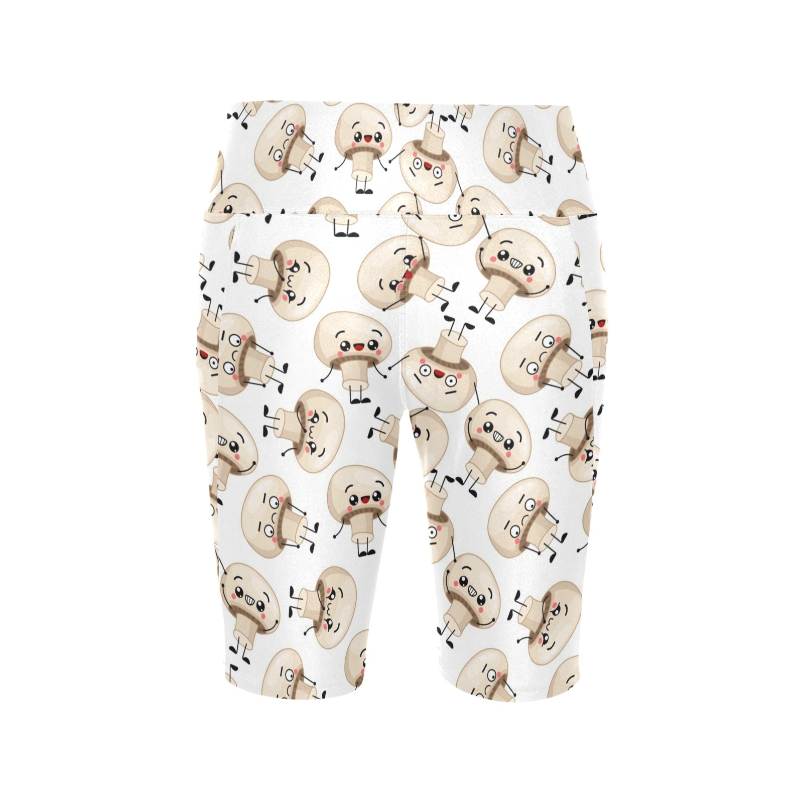 Cute Mushrooms Women's Bike Shorts With Side Pockets Women's Bike Shorts Food Printed Offshore