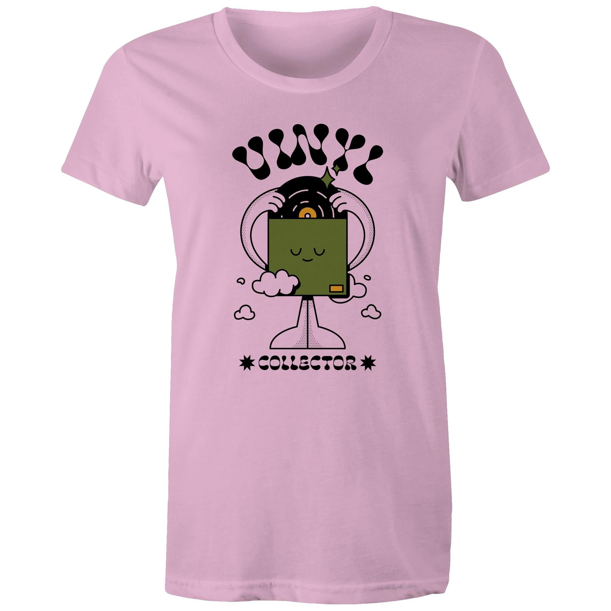 Vinyl Collector, Records - Womens T-shirt Pink Womens T-shirt Music Printed In Australia Retro