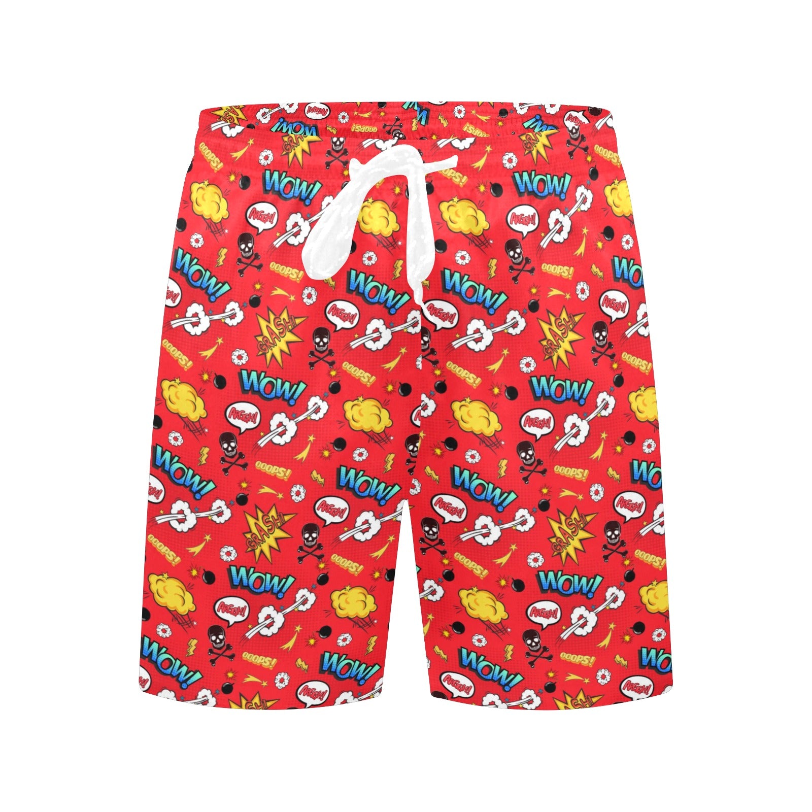Comic Book Red - Men's Mid-Length Beach Shorts Men's Mid-Length Beach Shorts comic Printed Offshore
