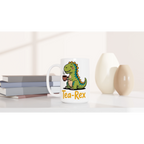 Personalised Tea-Rex, Tea Drinking Dinosaur White 15oz Ceramic Mug Personalised 15oz Mug Globally Fulfilled Tea
