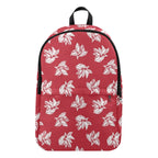 Red Retro Foliage, Hawaiian Flower - Fabric Backpack