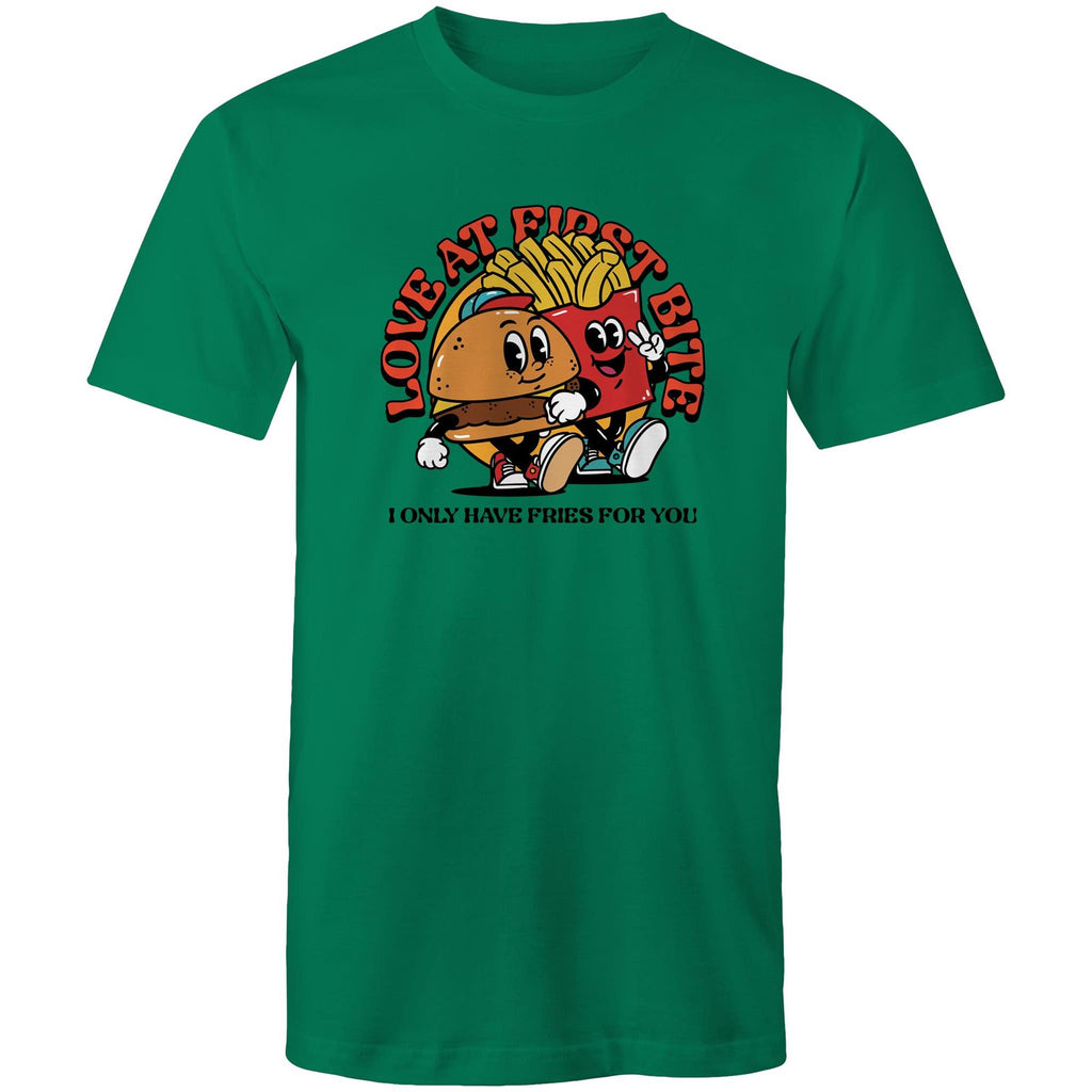 Love At First Bite - Mens T-Shirt Kelly Green Mens T-shirt Food Printed In Australia