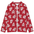 Red Retro Foliage Women's Full-Zip Hoodie