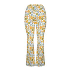 Retro Boho Flower High Waist Crossover Tummy Control Flare Leggings High Waist Flare Leggings Plants Printed Offshore