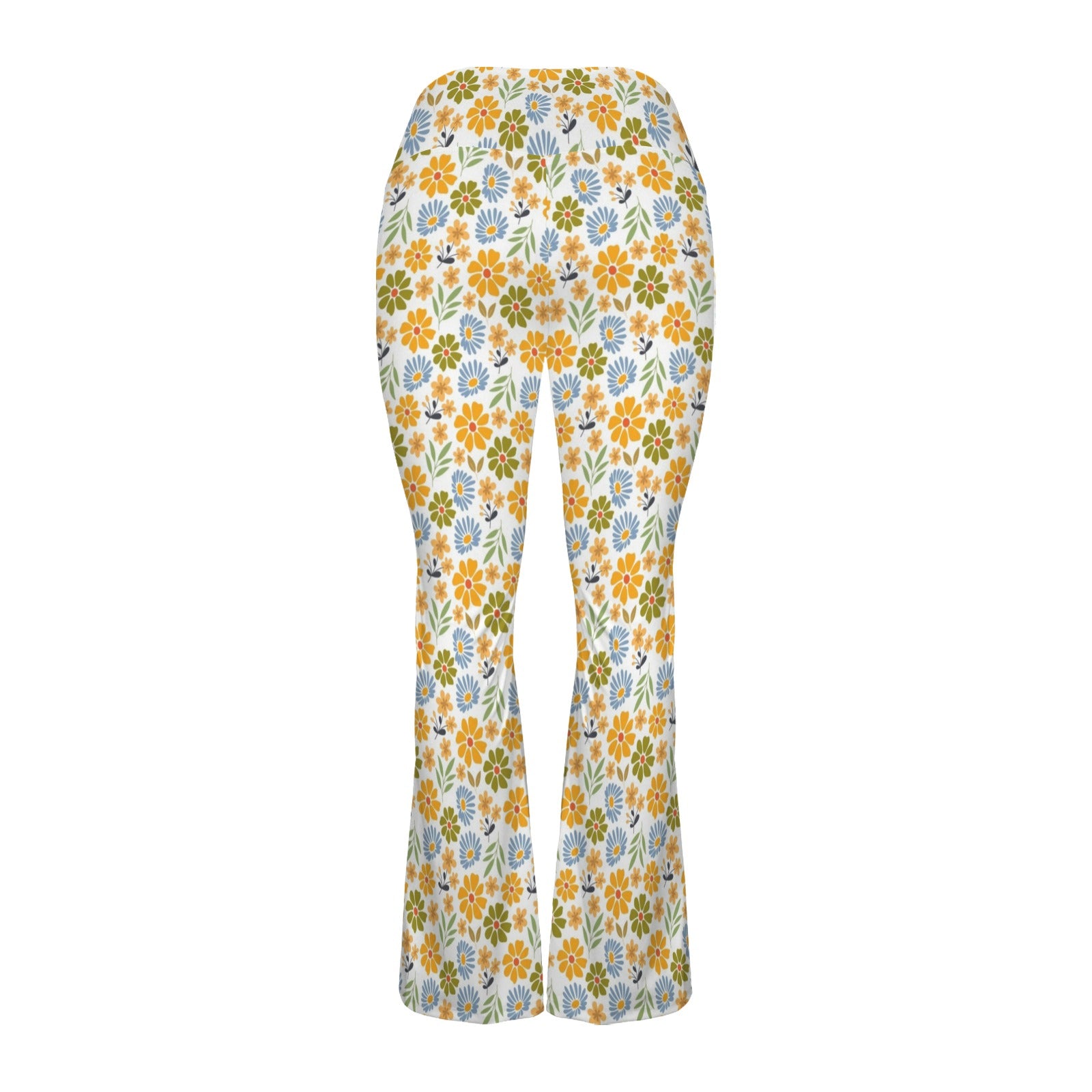Retro Boho Flower High Waist Crossover Tummy Control Flare Leggings High Waist Flare Leggings Plants Printed Offshore