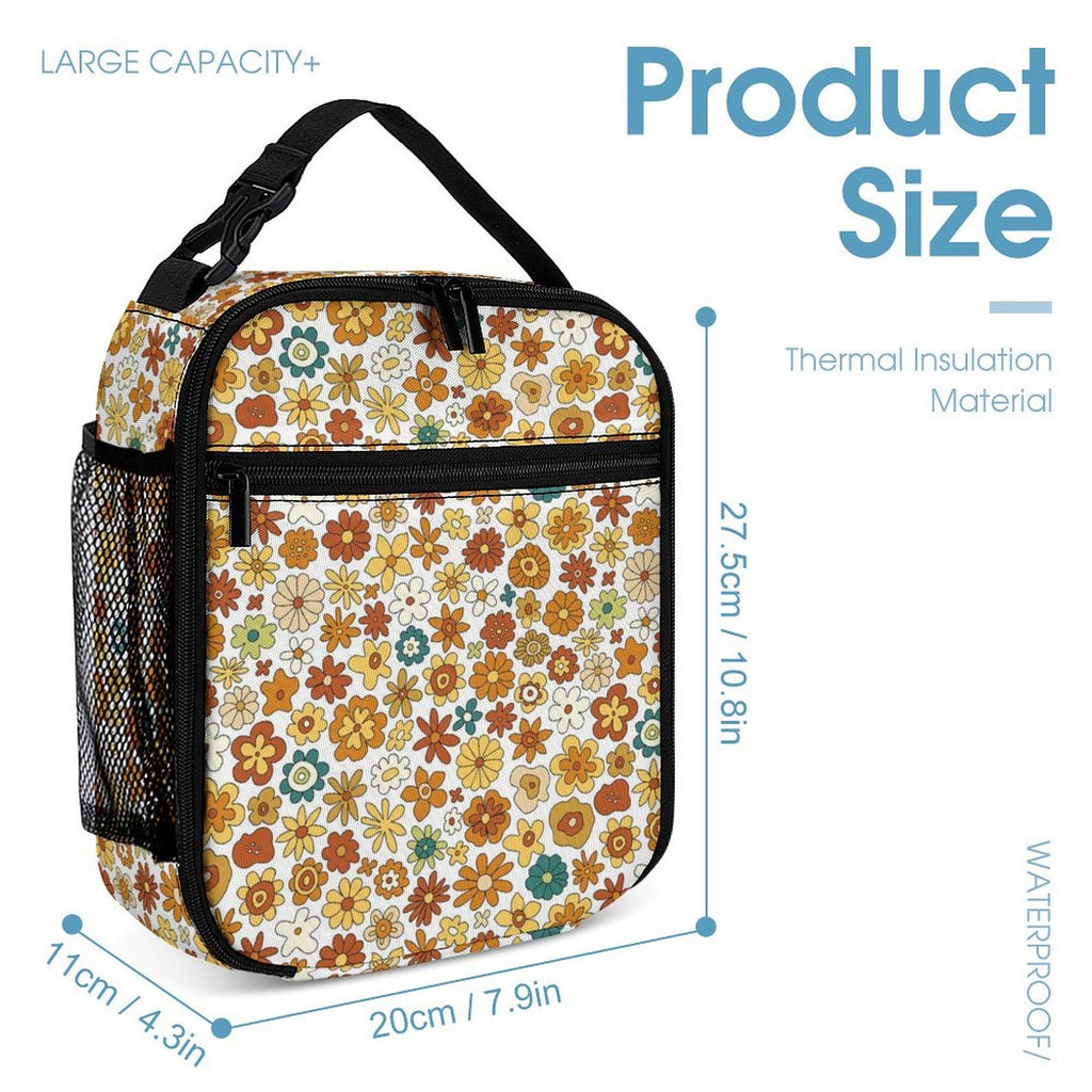 70's Style Floral Backpack, Lunch Bag & Pencil Case Set