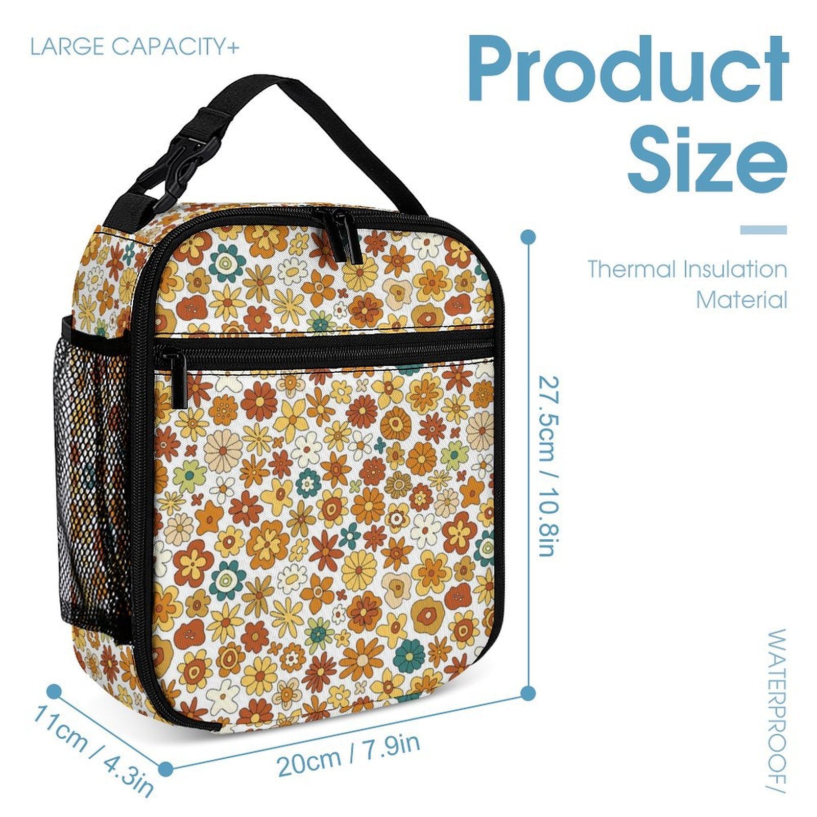 70's Style Floral Backpack, Lunch Bag & Pencil Case Set