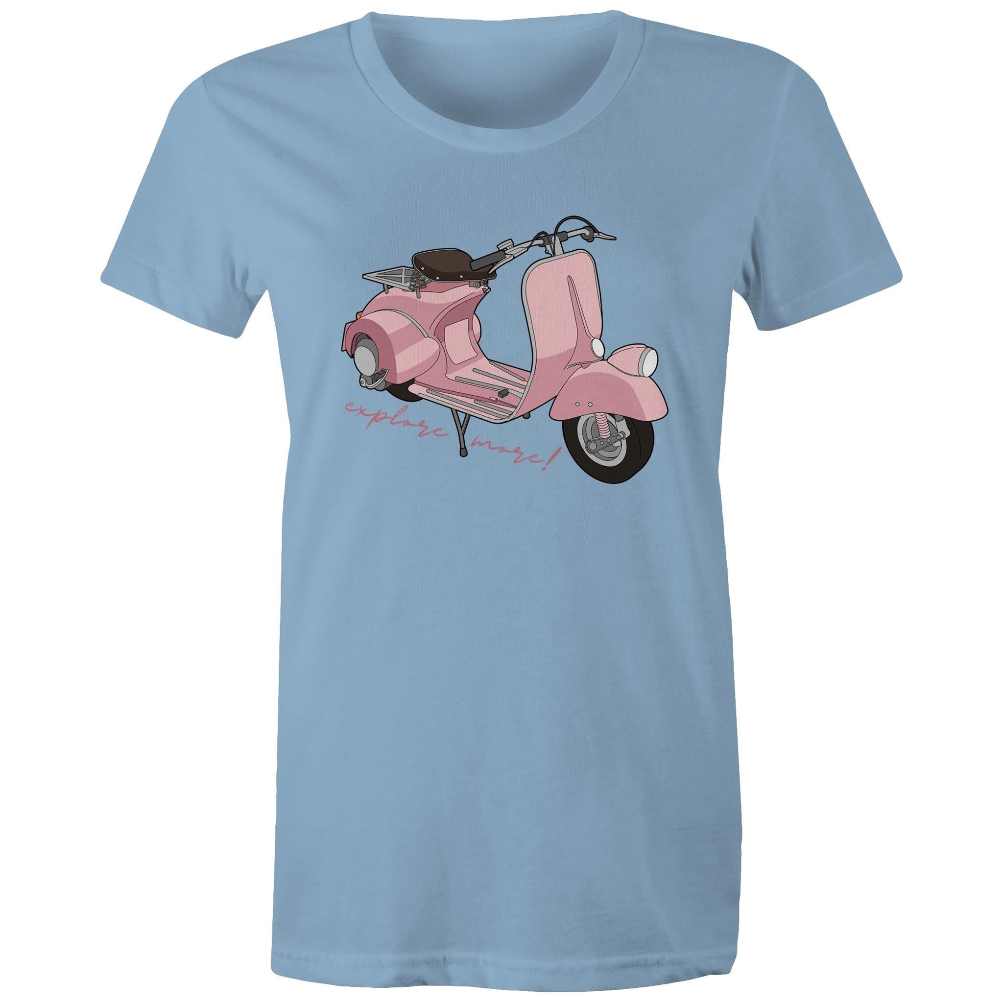 Explore More - Womens T-shirt Carolina Blue Womens T-shirt Printed In Australia