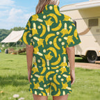 Happy Bananas Women's Windbreaker Short Set Women's Windbreaker Short Set Food Printed Offshore