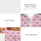 Pink Donut Stripes Women's Windbreaker Short Set Women's Windbreaker Short Set Food Printed Offshore