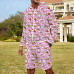 Fast Food Men's Lightweight Sun Hoodie & Shorts Set Men's Lightweight Sun Hoodie & Shorts Food Printed Offshore
