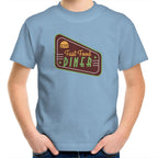 Fast Food Diner Sign - Kids Youth T-Shirt Carolina Blue Kids Youth T-shirt Food Printed In Australia Retro