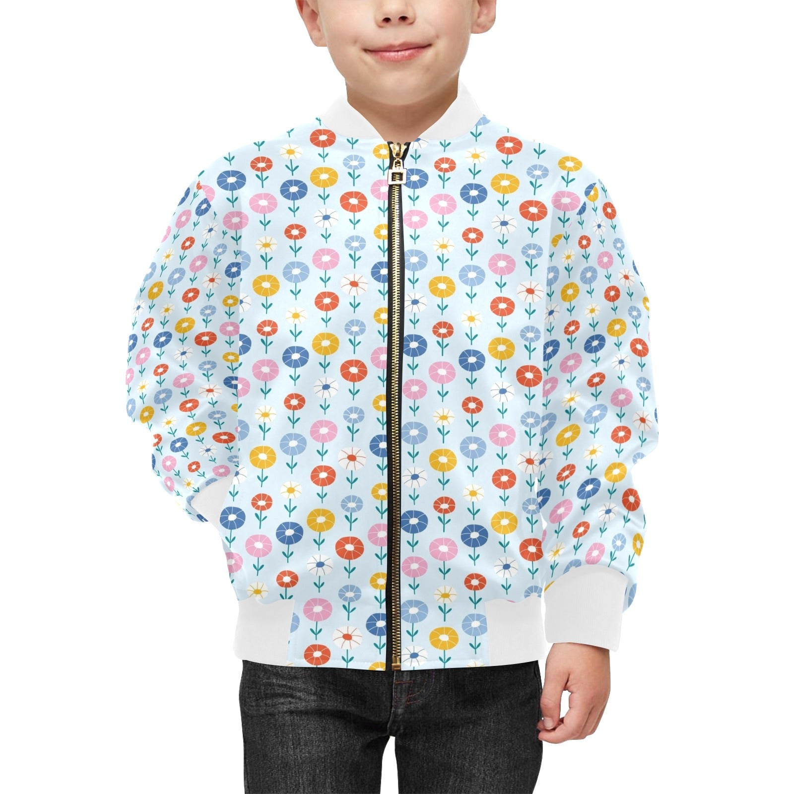 Abstract Cute Flowers Kids Bomber Jacket