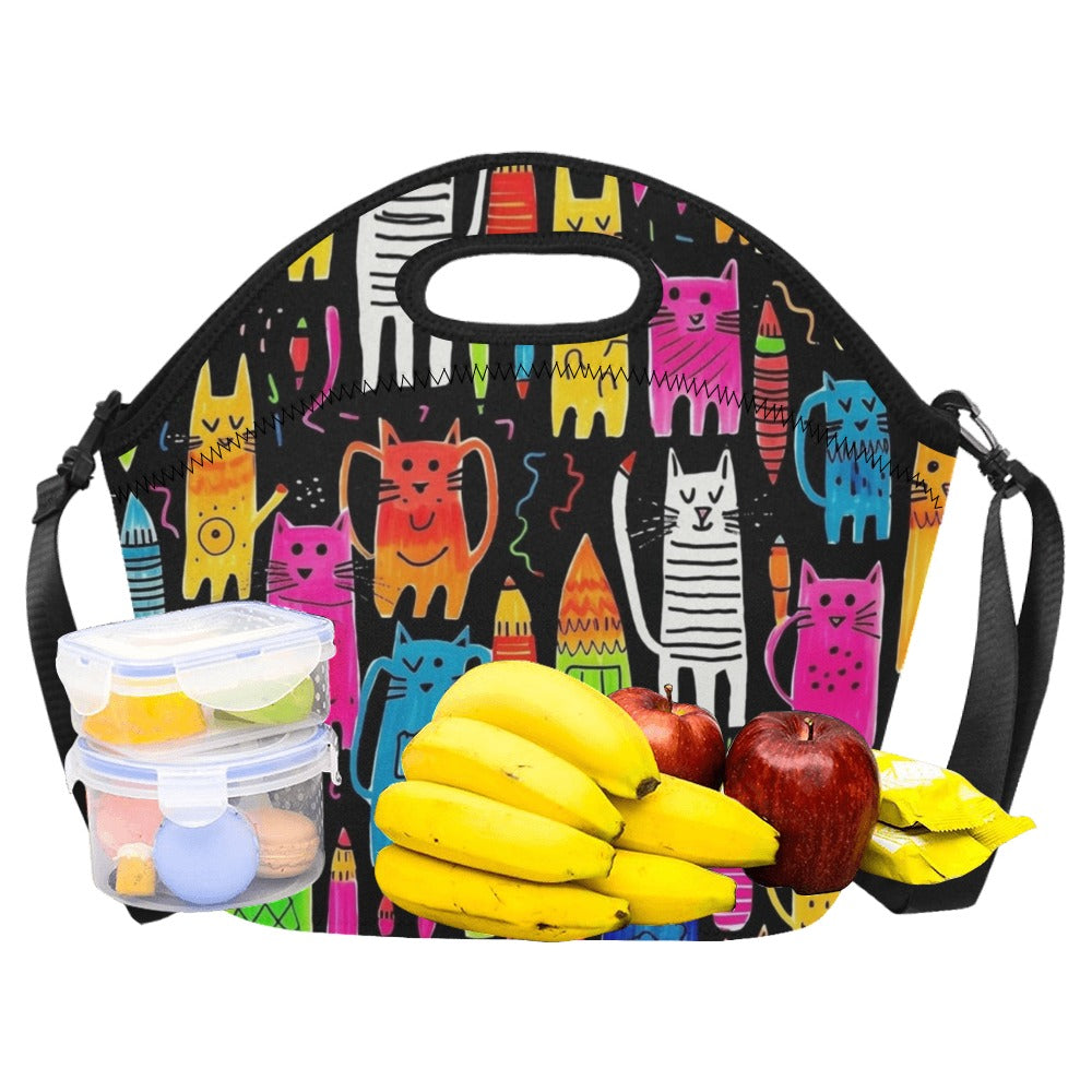 Colourful Cats - Neoprene Lunch Bag Neoprene Lunch Bag Printed Offshore