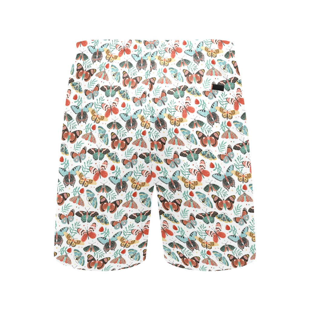 Pretty Moths And Butterflies Men's Mid-Length Beach Shorts Men's Mid-Length Beach Shorts animal Printed Offshore