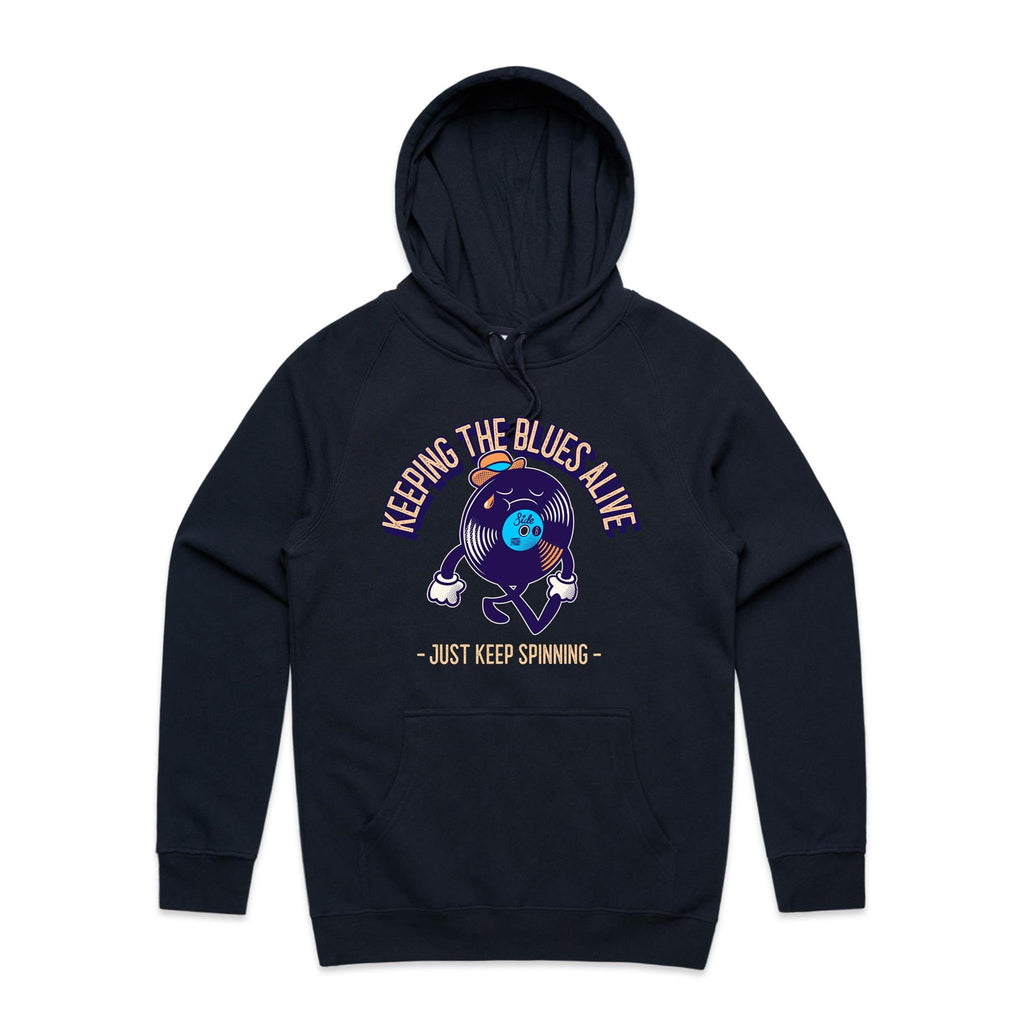 Keeping The Blues Alive - Mens Hoodie Navy Mens Hoodie Music Printed In Australia