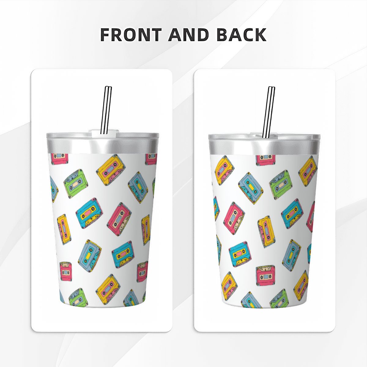 Colourful Cassettes Small Stainless Steel Travel Mug Cup 12oz/350ml