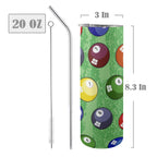 Pool Balls - 20oz Tall Skinny Tumbler with Lid and Straw