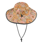 Orange Retro Floral Wide Brim Bucket Hat Wide Brim Bucket Hat Plants Printed Offshore