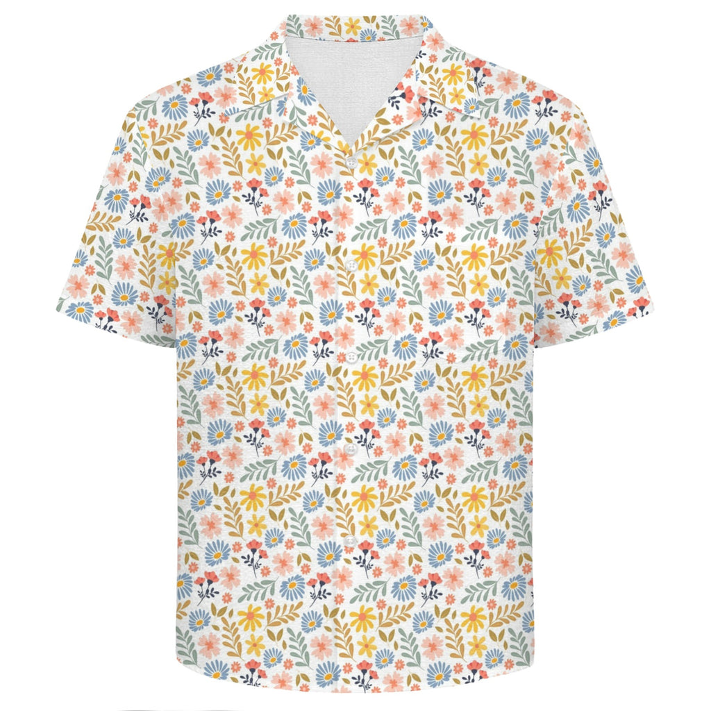 Boho Flowers And Leaves Men's Crinkle Hawaiian Shirt