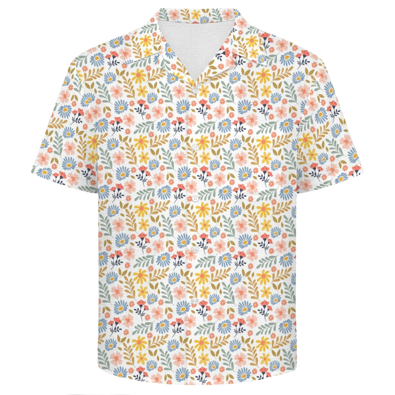 Boho Flowers And Leaves Men's Crinkle Hawaiian Shirt