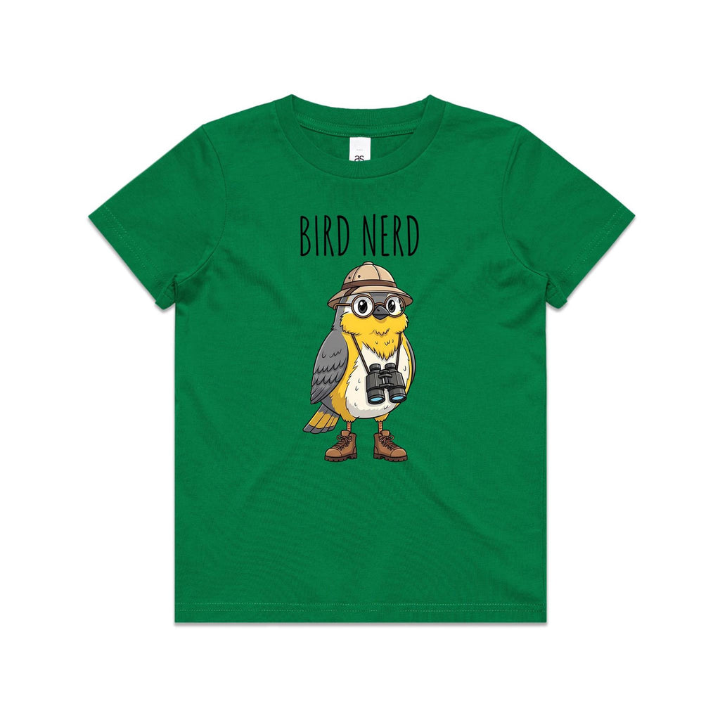 Bird Nerd 2 Kid's AS Colour T-shirt Kelly Green Kids Youth T-shirt animal Birds Printed In Australia