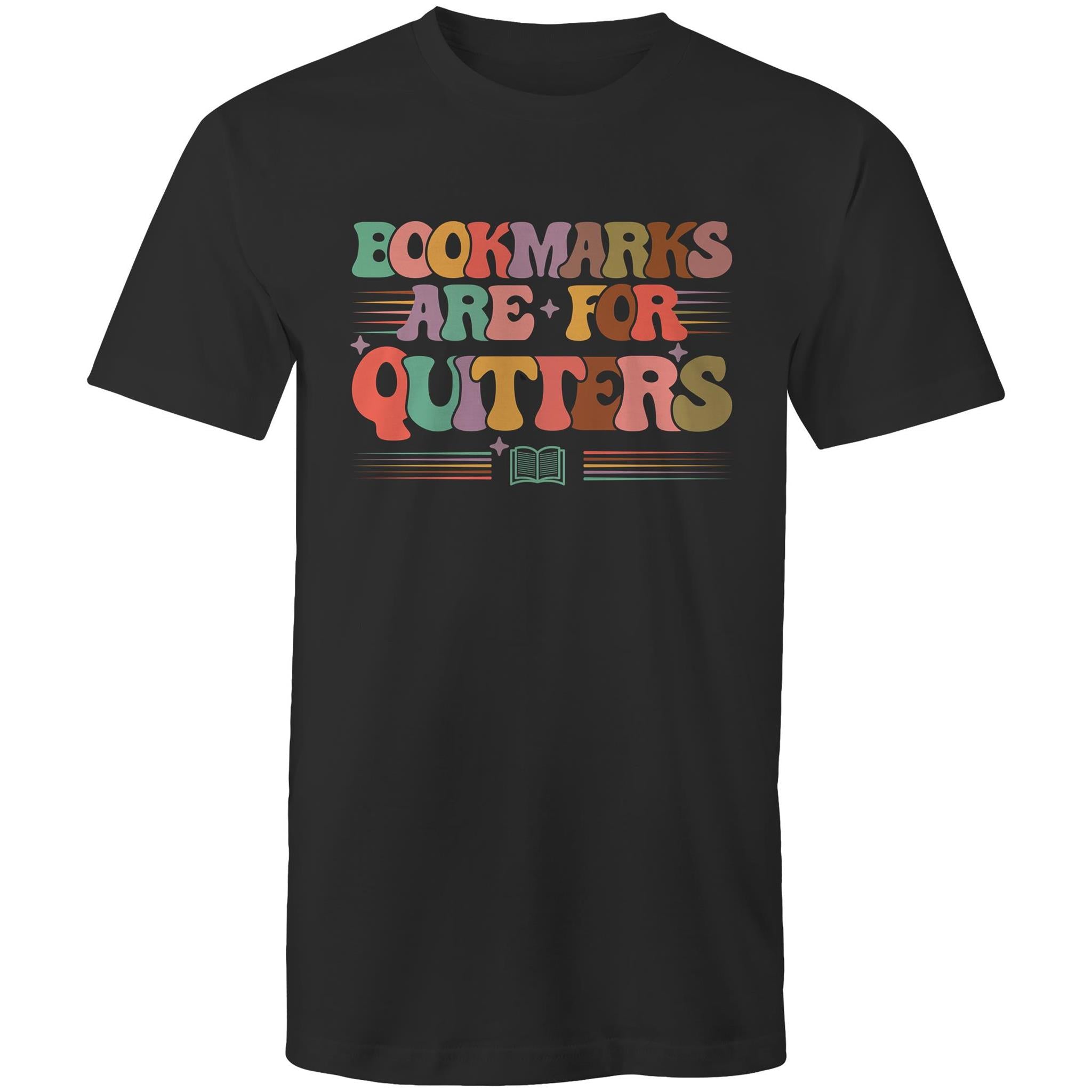 Bookmarks Are For Quitters - Mens T-Shirt Black Mens T-shirt Printed In Australia Reading