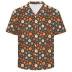 Abstract Floral On Brown Men's Crinkle Hawaiian Shirt