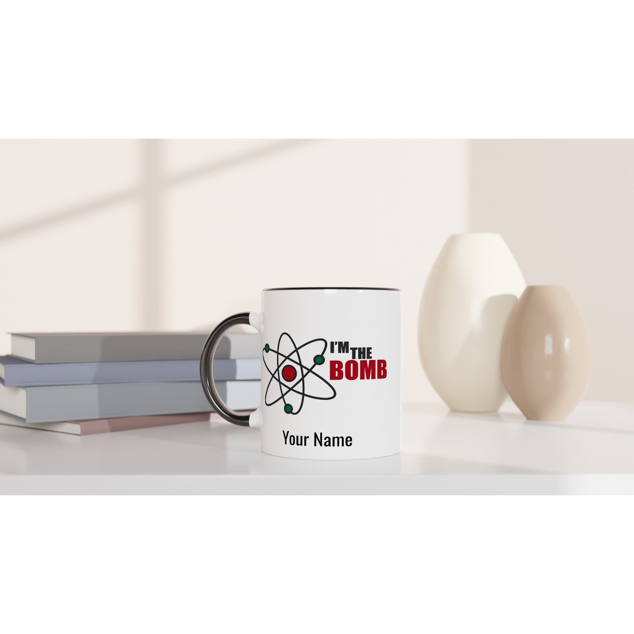 Personalised Mug - I'm The Bomb, Atom - White 11oz Ceramic Mug with Colour Inside Personalised 11oz Mug customise Globally Fulfilled Name Personalise Science